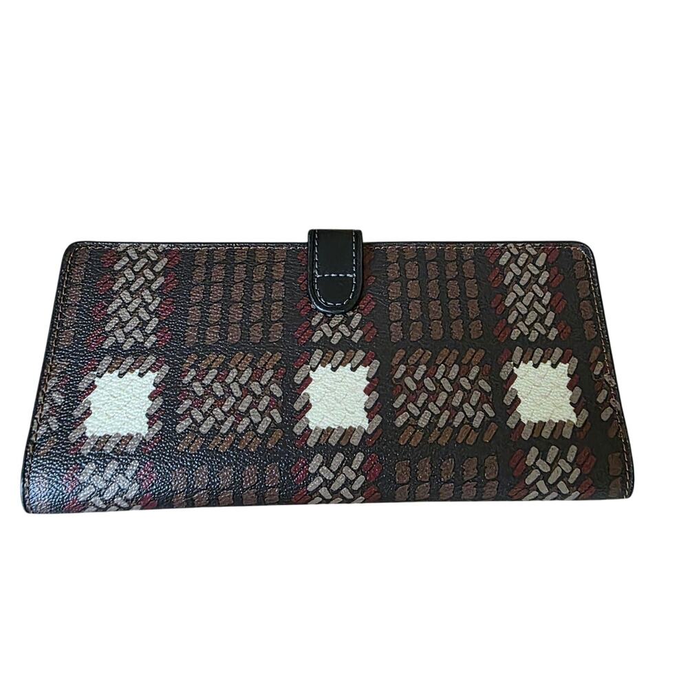NWT Coach Slim Wallet with Brushed Plaid Print - Picture 2 of 15